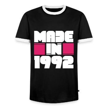 Fabriqué en 1992 Awesome Retro Birthday Vintage Born - T-shirt contrasté Homme - noir/blanc - Devant - AI Model Female 172 light (172cm) & AI Model Male 178 light (178cm)