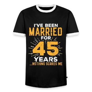 45th Wedding Anniversary Funny Couples Married - Men's Ringer Shirt - black/white - Front - AI Model Female 172 light (172cm) & AI Model Male 178 light (178cm)