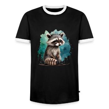 Cute raccoon - Men's Ringer Shirt - black/white - Front - AI Model Female 172 light (172cm) & AI Model Male 178 light (178cm)