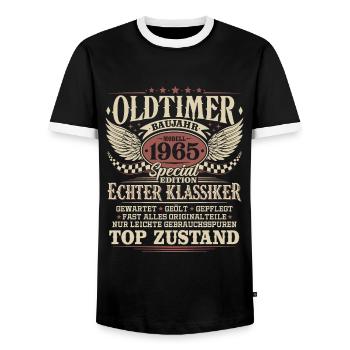 Oldtimer Baujahr 1965 Jahrgang Geburtstag Geschenk - Männer Kontrast-T-Shirt - Schwarz/Weiß - Vorne - AI Model Female 172 light (172cm) & AI Model Male 178 light (178cm)
