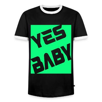 Yes Baby - Männer Kontrast-T-Shirt - Schwarz/Weiß - Vorne - AI Model Female 172 light (172cm) & AI Model Male 178 light (178cm)
