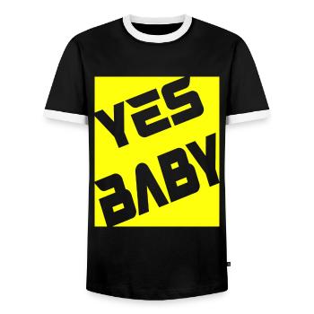 Yes Baby - Männer Kontrast-T-Shirt - Schwarz/Weiß - Vorne - AI Model Female 172 light (172cm) & AI Model Male 178 light (178cm)