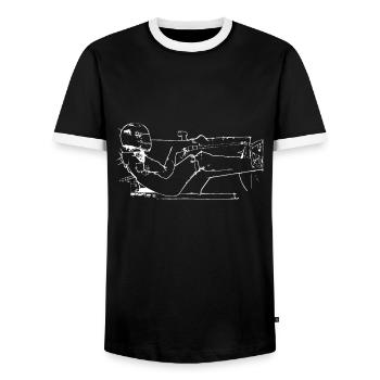 Rennfahrer - Männer Kontrast-T-Shirt - Schwarz/Weiß - Vorne - AI Model Female 172 light (172cm) & AI Model Male 178 light (178cm)