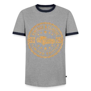 Oldtimer 1967 55 Jahre Jubiläum - Männer Kontrast-T-Shirt - Grau/Navy  - Vorne - AI Model Female 172 light (172cm) & AI Model Male 178 light (178cm)