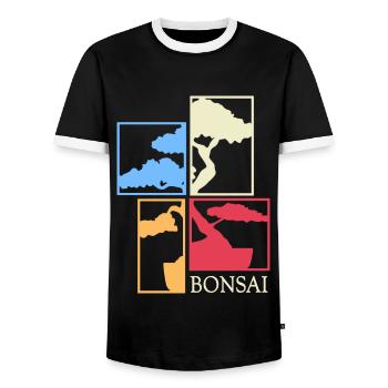 BONSAI Bonsai Master Bonsai Art nebari shohin - Men's Ringer Shirt - black/white - Front - AI Model Female 172 light (172cm) & AI Model Male 178 light (178cm)