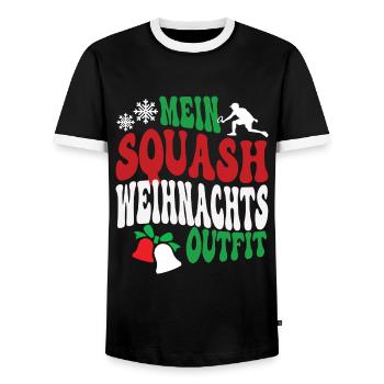 Squash Weihnachten Outfit Squashspieler XMAS - Männer Kontrast-T-Shirt - Schwarz/Weiß - Vorne - AI Model Female 172 light (172cm) & AI Model Male 178 light (178cm)