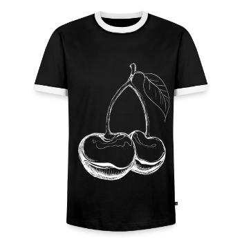 Kirschen - Männer Kontrast-T-Shirt - Schwarz/Weiß - Vorne - AI Model Female 172 light (172cm) & AI Model Male 178 light (178cm)