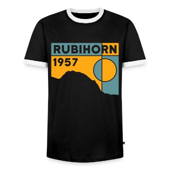 Rubihorn Hiking Mountain Climbing North Face Souvenir - Men's Ringer Shirt - black/white - Front - AI Model Female 172 light (172cm) & AI Model Male 178 light (178cm)
