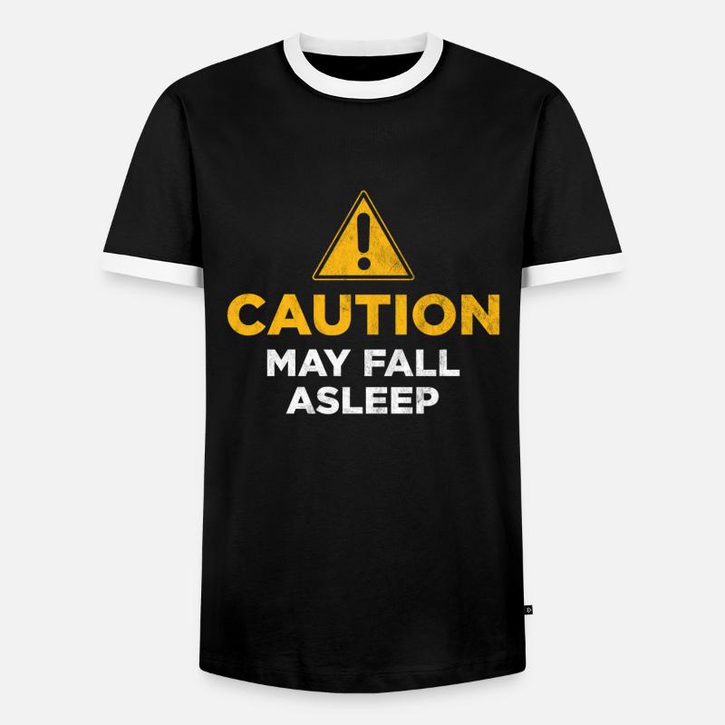 Caution May Fall Asleep - Men's Ringer Shirt - black/white