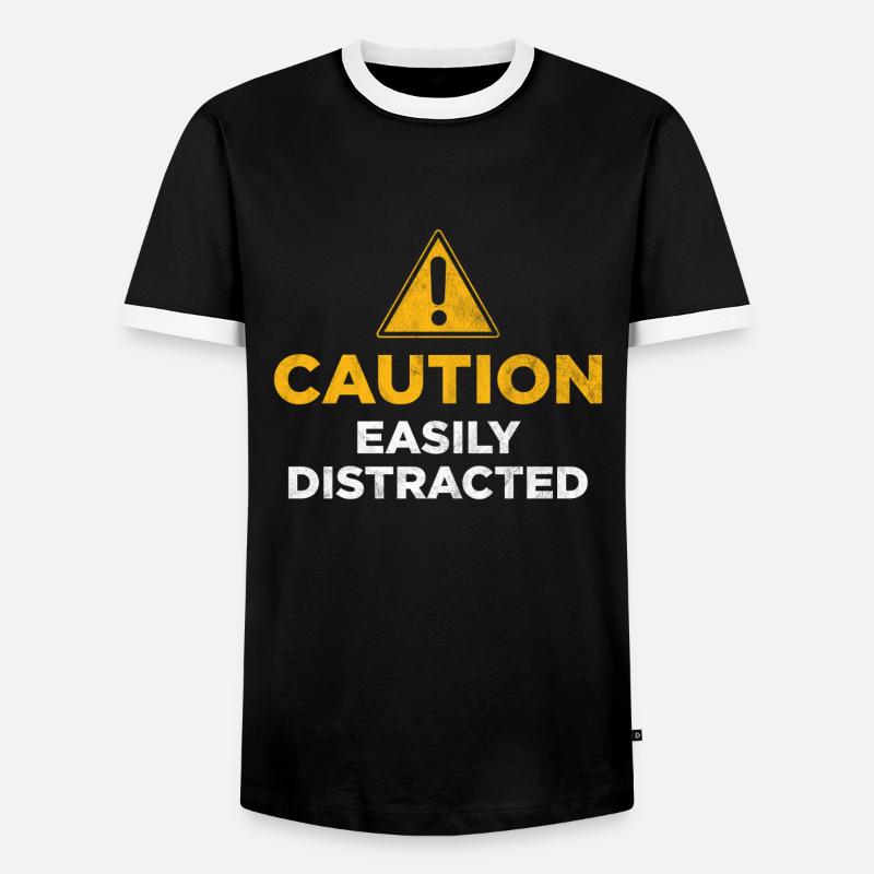 Caution Easily Distracted - Men's Ringer Shirt - black/white
