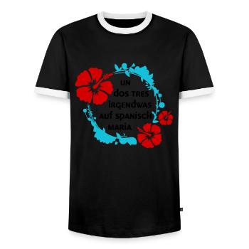 Un, dos, tres Lustige Sprüche Lied Spanisch Song - Männer Kontrast-T-Shirt - Schwarz/Weiß - Vorne - AI Model Female 172 light (172cm) & AI Model Male 178 light (178cm)