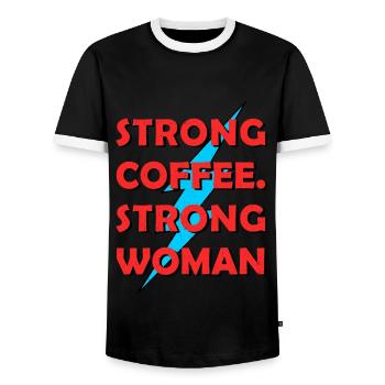 café fort. femme forte Graphique - T-shirt contrasté Homme - noir/blanc - Devant - AI Model Female 172 light (172cm) & AI Model Male 178 light (178cm)