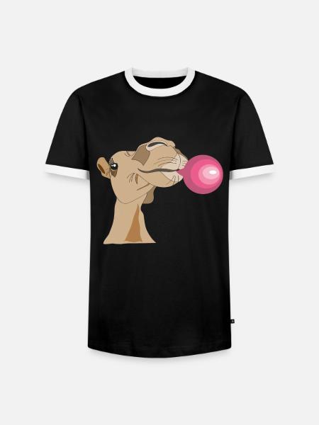 Camel lady with chewing gum - Men's Ringer Shirt - black/white
