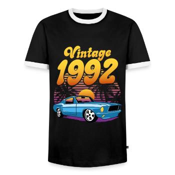 Anniversaire Rétro 1992 30 Ans Anniversaire - T-shirt contrasté Homme - noir/blanc - Devant - AI Model Female 172 light (172cm) & AI Model Male 178 light (178cm)