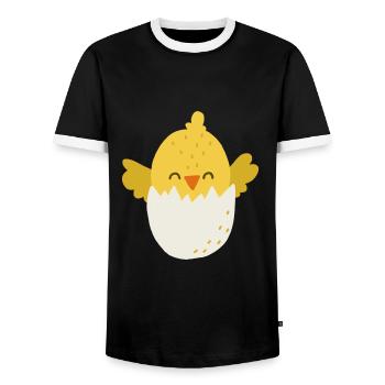 chick - Men's Ringer Shirt - black/white - Front - AI Model Female 172 light (172cm) & AI Model Male 178 light (178cm)
