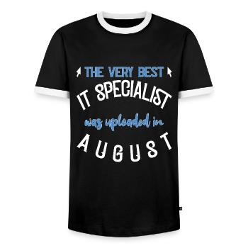 IT Specialist uploaded August Geburtstag Geschenk - Männer Kontrast-T-Shirt - Schwarz/Weiß - Vorne - AI Model Female 172 light (172cm) & AI Model Male 178 light (178cm)