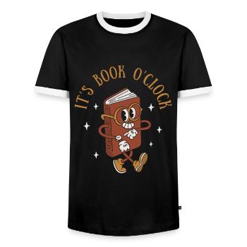 C’est l’heure du livre - T-shirt contrasté Homme - noir/blanc - Devant - AI Model Female 172 light (172cm) & AI Model Male 178 light (178cm)