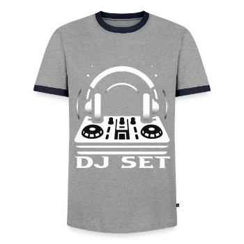 DJ Set - T-shirt contrasté Homme - gris/marine  - Devant - AI Model Female 172 light (172cm) & AI Model Male 178 light (178cm)