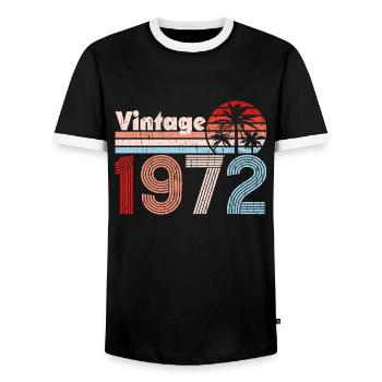 Millésime 1972 Palmiers Rétro Anniversaire - T-shirt contrasté Homme - noir/blanc - Devant - AI Model Female 172 light (172cm) & AI Model Male 178 light (178cm)