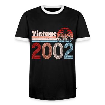 Millésime 2002 Palmiers Rétro Anniversaire - T-shirt contrasté Homme - noir/blanc - Devant - AI Model Female 172 light (172cm) & AI Model Male 178 light (178cm)