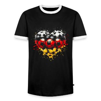 Fußball Herz mit Deutschland Flagge - Männer Kontrast-T-Shirt - Schwarz/Weiß - Vorne - AI Model Female 172 light (172cm) & AI Model Male 178 light (178cm)
