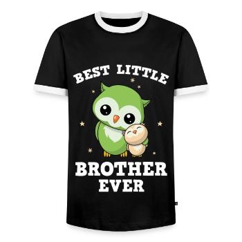 Best Little Brother Ever - Kleiner Eulen Bruder - Männer Kontrast-T-Shirt - Schwarz/Weiß - Vorne - AI Model Female 172 light (172cm) & AI Model Male 178 light (178cm)
