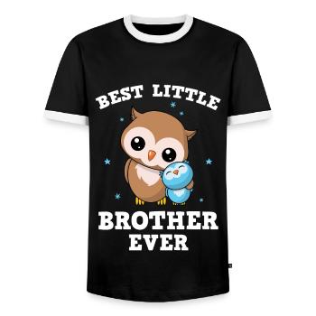 Best Little Brother Ever - Little owl brother - Men's Ringer Shirt - black/white - Front - AI Model Female 172 light (172cm) & AI Model Male 178 light (178cm)