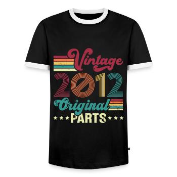 Vintage 2012 Original, Birthday Gift - Men's Ringer Shirt - black/white - Front - AI Model Female 172 light (172cm) & AI Model Male 178 light (178cm)