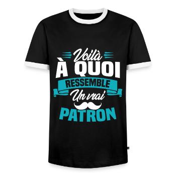 Voilà à quoi ressemble un vrai patron - T-shirt contrasté Homme - noir/blanc - Devant - AI Model Female 172 light (172cm) & AI Model Male 178 light (178cm)