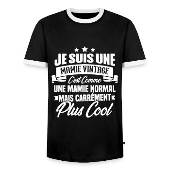 Je suis une mamie vintage - Cadeau grand-mère - T-shirt contrasté Homme - noir/blanc - Devant - AI Model Female 172 light (172cm) & AI Model Male 178 light (178cm)