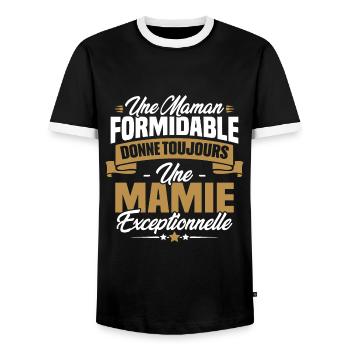 Une Maman formidable donne toujours une Mamie - T-shirt contrasté Homme - noir/blanc - Devant - AI Model Female 172 light (172cm) & AI Model Male 178 light (178cm)