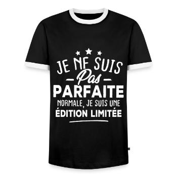 Pas parfaite Normale je suis une édition limitée - T-shirt contrasté Homme - noir/blanc - Devant - AI Model Female 172 light (172cm) & AI Model Male 178 light (178cm)