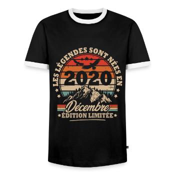 Cadeau D'anniversaire Nées En Décembre 2020 - T-shirt contrasté Homme - noir/blanc - Devant - AI Model Female 172 light (172cm) & AI Model Male 178 light (178cm)