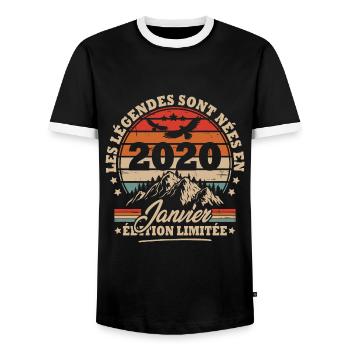 Cadeau D'anniversaire Nées En Janvier 2020 - T-shirt contrasté Homme - noir/blanc - Devant - AI Model Female 172 light (172cm) & AI Model Male 178 light (178cm)