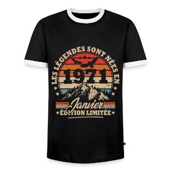 Cadeau D'anniversaire Nées En Janvier 1971 - T-shirt contrasté Homme - noir/blanc - Devant - AI Model Female 172 light (172cm) & AI Model Male 178 light (178cm)