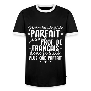 Je suis prof de francais - T-shirt contrasté Homme - noir/blanc - Devant - AI Model Female 172 light (172cm) & AI Model Male 178 light (178cm)
