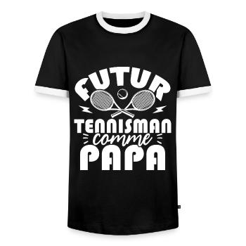 Futur tennisman comme papa - T-shirt contrasté Homme - noir/blanc - Devant - AI Model Female 172 light (172cm) & AI Model Male 178 light (178cm)