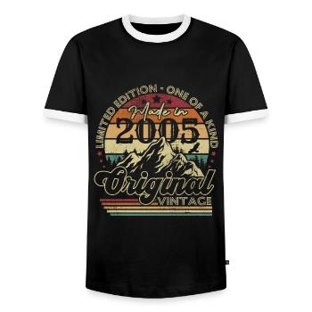 Original 2005 vintage anniversaire rétro 2005 - T-shirt contrasté Homme - noir/blanc - Devant - AI Model Female 172 light (172cm) & AI Model Male 178 light (178cm)