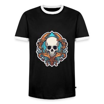 SkullOld - Männer Kontrast-T-Shirt - Schwarz/Weiß - Vorne - AI Model Female 172 light (172cm) & AI Model Male 178 light (178cm)