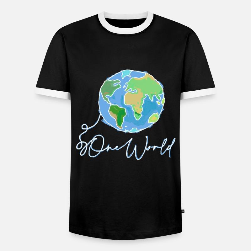 World - Männer Kontrast-T-Shirt - Schwarz/Weiß