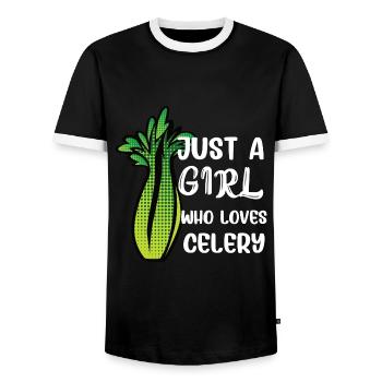 Nur ein Mädchen, das Sellerie liebt - Männer Kontrast-T-Shirt - Schwarz/Weiß - Vorne - AI Model Female 172 light (172cm) & AI Model Male 178 light (178cm)