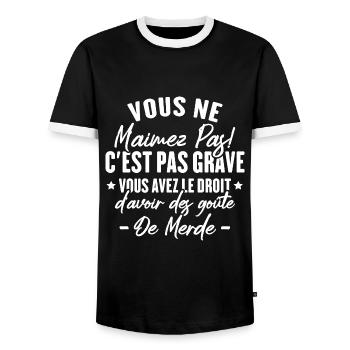 Vous ne m'aimez - T-shirt contrasté Homme - noir/blanc - Devant - AI Model Female 172 light (172cm) & AI Model Male 178 light (178cm)