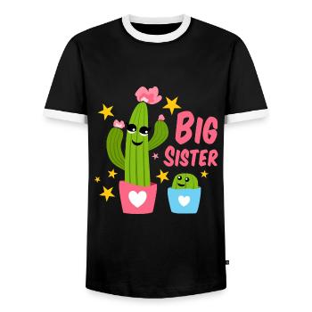 Grande sœur - T-shirt contrasté Homme - noir/blanc - Devant - AI Model Female 172 light (172cm) & AI Model Male 178 light (178cm)