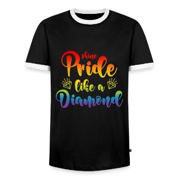 LGBT Diamant Spruch Shine Pride Like A Diamond - Männer Kontrast-T-Shirt - Schwarz/Weiß - Vorne - AI Model Female 172 light (172cm) & AI Model Male 178 light (178cm)