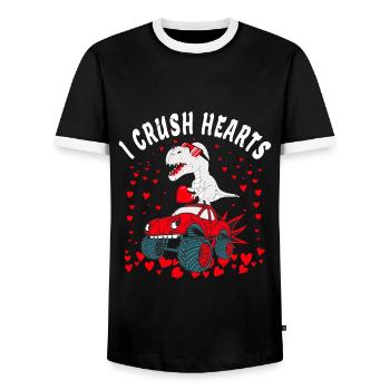 Valentines Day Monster Truck kids I Crush Hearts - Men's Ringer Shirt - black/white - Front - AI Model Female 172 light (172cm) & AI Model Male 178 light (178cm)