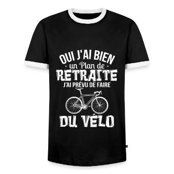 Plan De Retraite Vélo Humour Cadeau Homme Cycliste - T-shirt contrasté Homme - noir/blanc - Devant - AI Model Female 172 light (172cm) & AI Model Male 178 light (178cm)