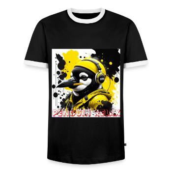 Pingouin détendu - T-shirt contrasté Homme - noir/blanc - Devant - AI Model Female 172 light (172cm) & AI Model Male 178 light (178cm)