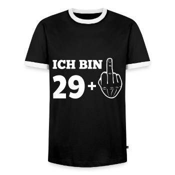 30. Geburtstag 29 + Mittelfinger 30 Jahre T-Shirt - Männer Kontrast-T-Shirt - Schwarz/Weiß - Vorne - AI Model Female 172 light (172cm) & AI Model Male 178 light (178cm)