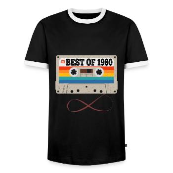 40th birthday 40 years best 1980 gift t-shirt - Men's Ringer Shirt - black/white - Front - AI Model Female 172 light (172cm) & AI Model Male 178 light (178cm)
