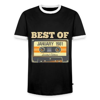 Best Of January 1981 40th Birthday 40th T-Shirt - Men's Ringer Shirt - black/white - Front - AI Model Female 172 light (172cm) & AI Model Male 178 light (178cm)